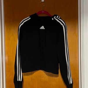 Adidas Women's Black Sweater with White Stripes
